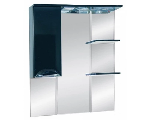 Зеркальный шкаф Misty Жасмин - 85 Зеркало - шкаф лев. (свет) черная эмаль П-Жас02085-021СвЛ