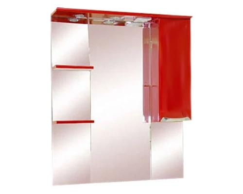 Зеркальный шкаф Misty Жасмин - 85 Зеркало - шкаф прав. (свет) красная эмаль П-Жас02085-041СвП