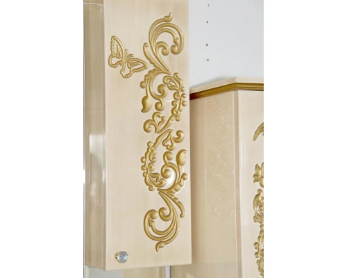 Зеркальный шкаф Misty Бабочка -120 Зеркало-шкаф (свет) бежевое патина Л-Баб04120-033Св