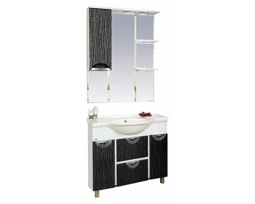 Зеркальный шкаф Misty Лорд - 85 зеркало-шкаф (свет) лев.(комб.бело-черн) П-Лрд04085-232СвЛ