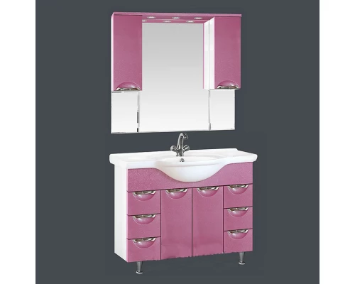 Зеркальный шкаф Misty Жасмин -105 Зеркало - шкаф(свет) розовая плёнка П-Жас02105-122Св