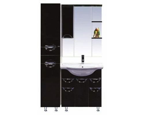 Зеркальный шкаф Misty Жасмин - 85 Зеркало - шкаф лев. (свет) черная эмаль П-Жас02085-021СвЛ