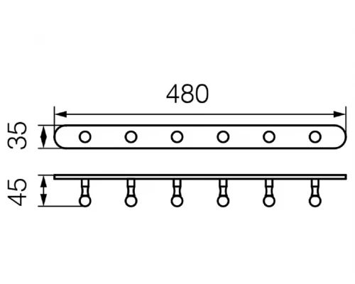 Планка с 6-ю крючками Veragio Gialetta VR.GIL-6439.DO, 47,5 см, золото