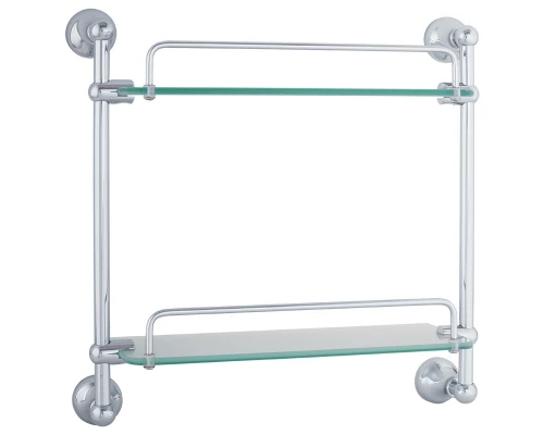 Полка двойная с галереей Veragio Gialetta VR.GIL-6412.CR, 35 см, матовое стекло/хром