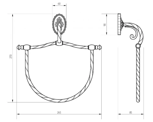 Полотенцедержатель Migliore Edera Edera ML.EDR-60.308, хром, 24.5 см