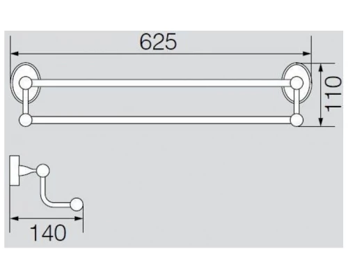 Полотенцедержатель двойной 60 см. Veragio Bonjour, хром VR.BNR-7822.CR Elit-san.ru