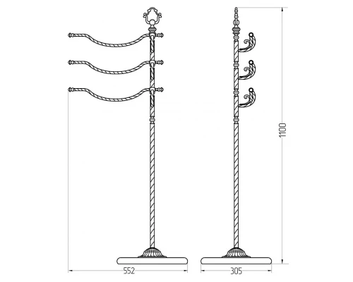 Стойка низкая Migliore Edera 16957 - золото, 110 см