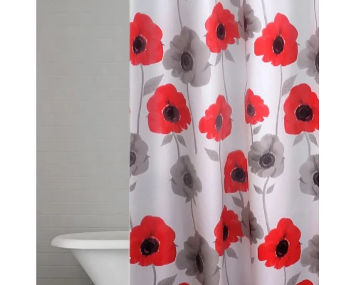 Штора для ванной комнаты Ridder Poppy, Aqm 180 x 200 см, красный, 303190