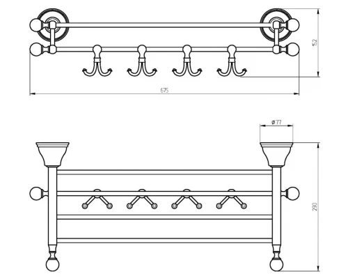 Полка для полотенец Migliore Provance 17702, цвет золото