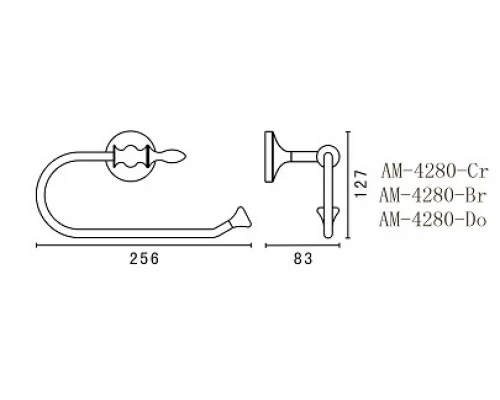 Полотенцедержатель Art&Max Bohemia AM-E-4280-Cr, 25.6 см, хром