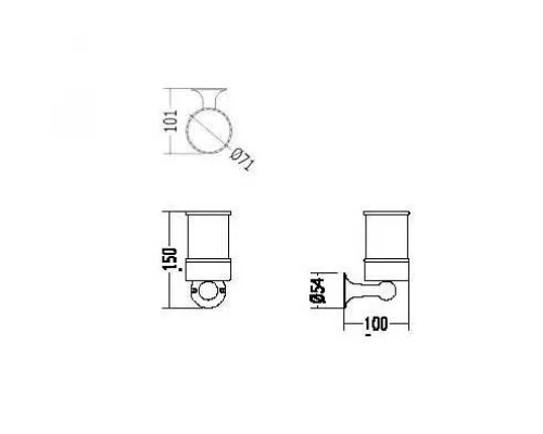 Стакан с настенным держателем для щеток Devon&Devon NewYork NY103CR, керамика/хром