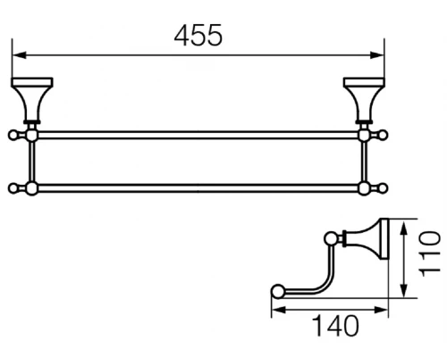 Полотенцедержатель двойной Veragio Gialetta VR.GIL-6422.CR, 45 см, хром