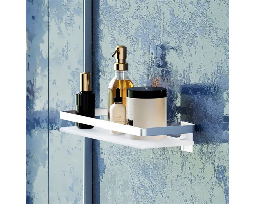 Полка Am.Pm Sense L, серебристая, с матовым стеклом, A7455100