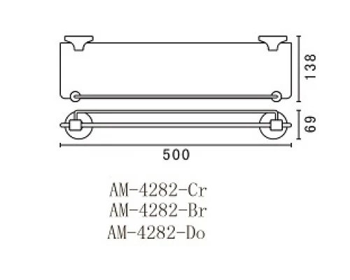 Полка стеклянная Art&Max Bohemia AM-E-4282-Do, золото