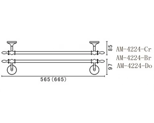 Полотенцедержатель Art&Max Bohemia AM-E-4224-Do, 56.5 см, золото