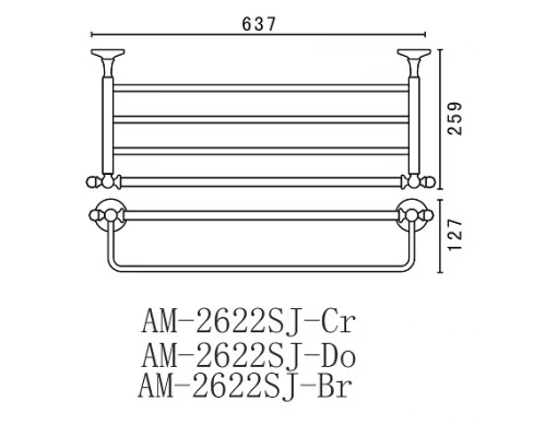 Полка для полотенец Art&Max Antic Crystal AM-E-2622SJ-Do, золото