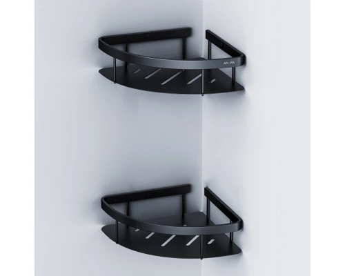 Полка Am.Pm Sense L, угловая, 2 яруса, черная матовая, A7454222