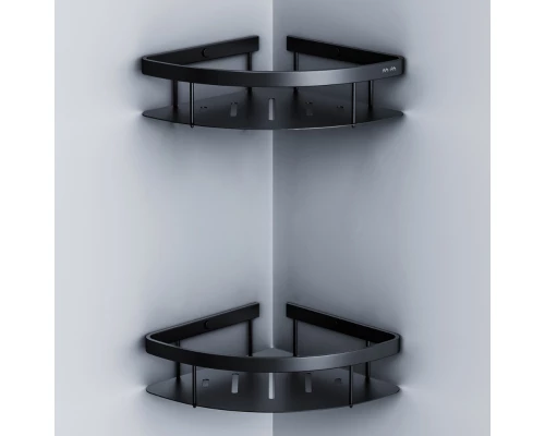 Полка Am.Pm Sense L, угловая, 2 яруса, черная матовая, A7454222