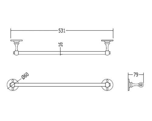 Полотенцедержатель Devon&Devon CAVENDISH WM08CR, 53,1 см, хром