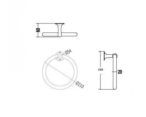 Полотенцедержатель кольцо Devon&Devon NewYork NY107OT, 21 см, светлое золото