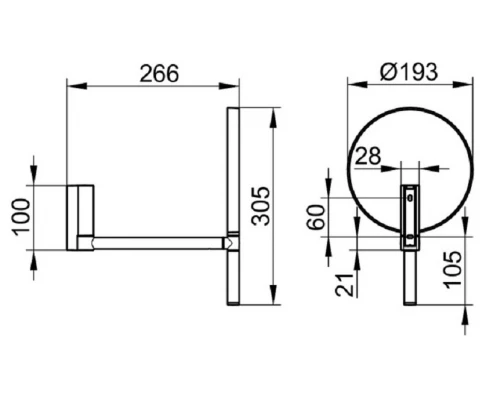 Зеркало косметическое Keuco Plan увеличительное 17649010002 хром