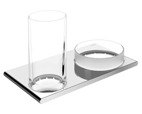 Держатель двойной Keuco Edition 400 со стаканом и чашей для мелочей, хром, 11554019000