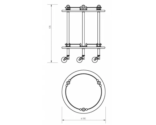 Столик на колесиках Migliore.CRistalia 16850 - золото