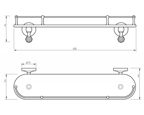 Полка с галереей Migliore Amerida 16564 бронза