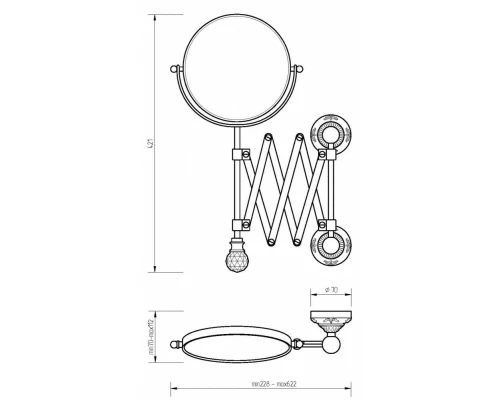 Настенное косметическое зеркало Migliore.CRistalia 16836 - золото