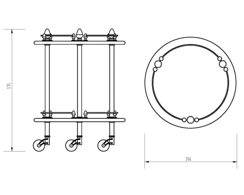 Столик на колесиках Migliore Elizabetta 17082 - золото