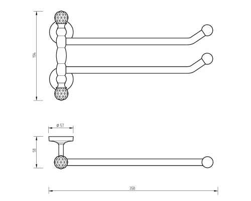 Полотенцедержатель двойной поворотный Migliore Amerida 16570, 35.8 см, золото