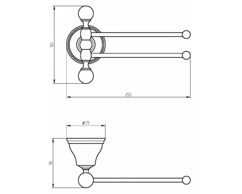 Полотенцедержатель двойной поворотный Migliore Provance 17634, цвет бронза