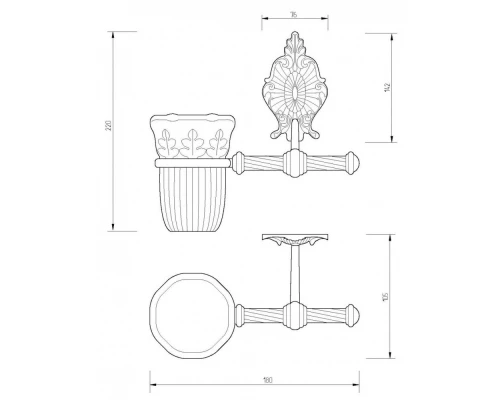 Стакан для щеток Migliore Elizabetta, цвет золото, 17052