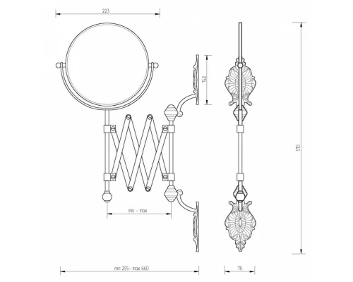 Настенное косметическое зеркало Migliore Elizabetta 16998 бронза