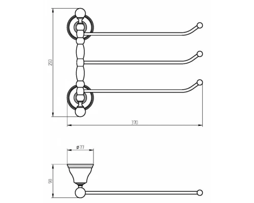 Полотенцедержатель тройной поворотный Migliore Provance 17670, 37 см, цвет хром