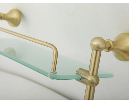 Полка двойная с галереей L35 см Veragio Gialetta, прозрачное стекло/бронза VR.GIL-6412.BR