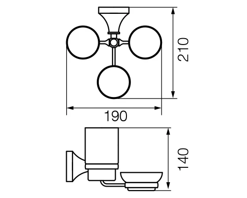 Стакан двойной настенный с мыльницей Veragio Gialetta VR.GIL-6443.CR, керамика/хром