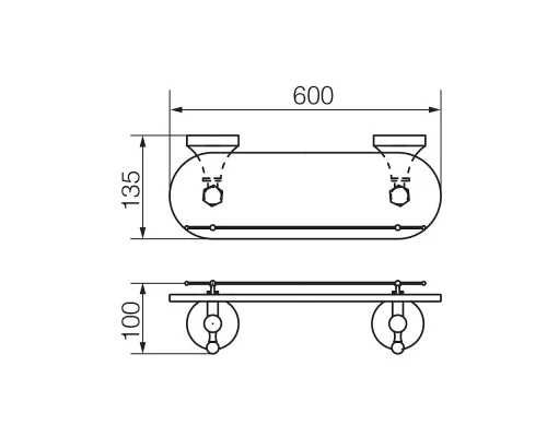 Полка с галереей Veragio Gialetta VR.GIL-6411.DO, 60 см, матовое стекло/золото
