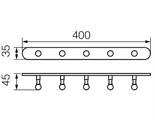 Планка с 5-ю крючками Veragio Gialetta VR.GIL-6438.CR, 40 см, хром