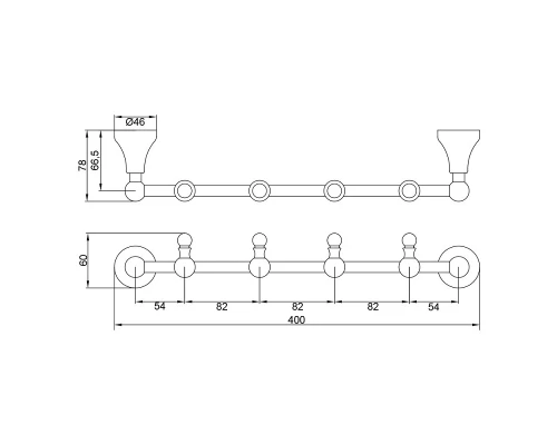 Перекладина с 4-мя крючками Veragio Gialetta VR.GIL-6434.CR, 40 см, хром