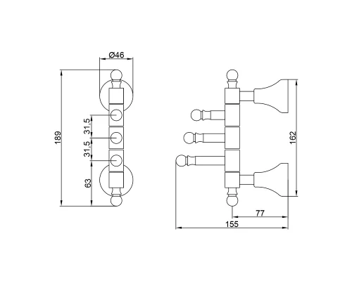 Крючок тройной поворотный Veragio Gialetta VR.GIL-6435.CR, хром