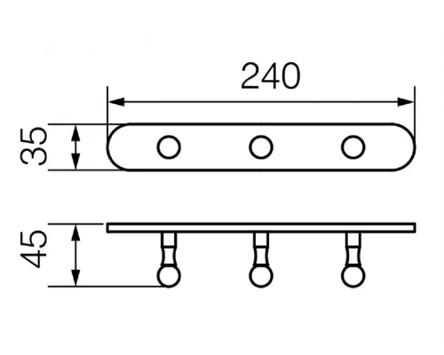 Планка с 3-мя крючками Veragio Gialetta VR.GIL-6436.CR, 23,5 см, хром