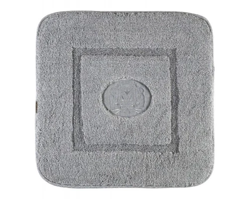 Коврик для ванной комнаты Migliore, вышивка логотип MIGLIORE, серый, окантовка серебро, 60 х 60 см, 30763