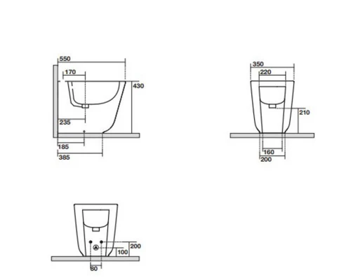 Биде напольное Kerasan Tribeca c креплением WB5N, цвет черный матовый, 512031