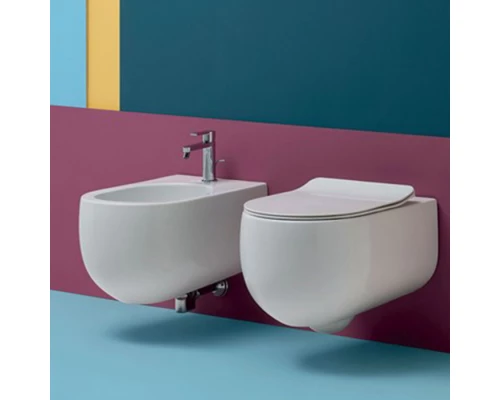 Биде подвесное Kerasan Flo New с крепежом WB9N, цвет белый, 312301