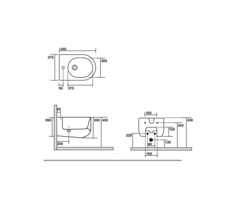 Биде подвесное Kerasan Flo New с крепежом WB9N, цвет белый, 312301