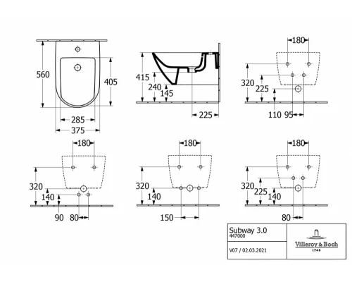 Биде Villeroy&Boch Subway 3.0 447000R1, подвесное, альпийский белый, CeramicPlus