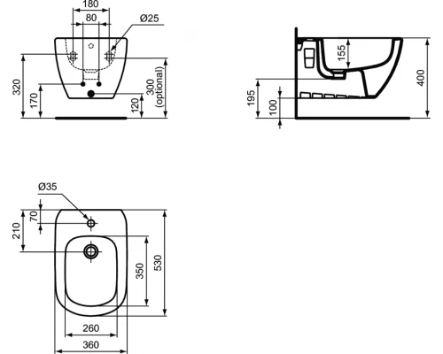 Инсталляция Ideal Standard Prosys с биде Tesi, D386801, комплект
