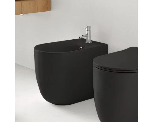 Биде напольное Kerasan Nolita с креплениями WB5N, цвет черный матовый, 532031*1