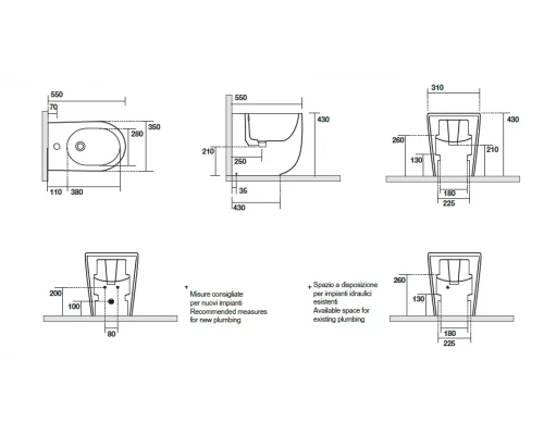Биде Kerasan Nolita напольное 55 х 35 см, c креплением WB5N, цвет коричневый орех,  532081*1